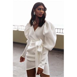 Womens Sexy Knitting Dress Fashion Trend Long Sleeve V-neck Waist Straps Short Skirts Designer Female Spring Casual Slim Solid Color Dress