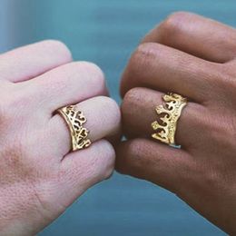 Crown Rings for Women Gold Colour Couple Ring Men Zinc Alloy Metal European Vintage Man Trendy Fashion Wild Jewellery