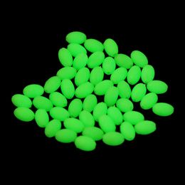 50Pcs 5*8mm Fishing Beads With Night Luminous Sink Balls Oval Plastic Floats Buoys Fishing Rigs Glowing Lure Tackle