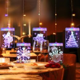 LED Hanging 3D Lamp Light String USB Christmas Fairy Light Garlands For Wedding Party New Year 's Room Decoration Acrylic 201204