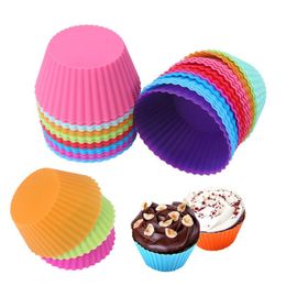 7cm Silicone Muffin Cupcake Moulds cake cup Round shape Bakeware Maker Baking Mould Colourful Tray Baking Cup Liner Moulds LX3663