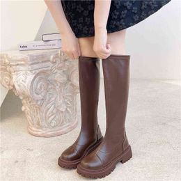 Soft PU women's medium boots and platforms without shoelacesfashionautumn and winter shoes