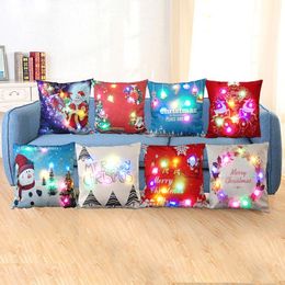 Christmas Luminous pillow case elk pillow case car sofa cushion cover christmas pillow case led Christmas decorations T2I51673