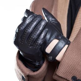 Spring And Summer Mens Imported Sheepskin Leather Touch Screen Gloves Fashion Outdoor Sports Driving Anti-Skid Cycling Gloves