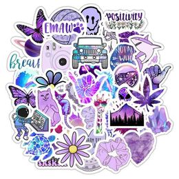 Waterproof 10/30/50PCS Cartoon Small Fresh Purple Plant Graffiti Stickers Scooter Notebook Waterproof Guitar Decoration Toys Wholesale Car sticker