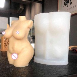 BT0014 BEAUTY 50% half 15cm large size silicone velas nude candle women human torso female body resin silicone body Mould H1222