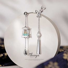 Thaya Frauen Ohrring Silber Nadeln Quasten Green Laterne Ohrhörer EXQUIAL S baumeln für Luxus Fine Schmuck 220121
