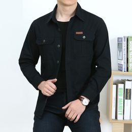 Mens Dress Cargo Shirts Tactical Solid Long Sleeve Military Style Adult Blouse Social Double Pocket Casual Slim Fit C1222