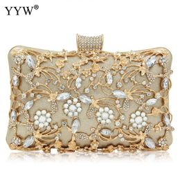 Women Rhinestone Clutch gold purse Handbag Luxury Wedding Beaded elegant Crystal Evening Bag Diamond silver Shoulder Bags C0511