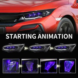 Auto Led Front Light For Civic 10th 3/2 Hatchback FK7 FK8 FK1 FK4 16-21 Lighting Accessories Smart LED DRL Headlight Car Lamp