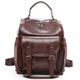 Backpack Quality Leather Vintage Designer Bags Multi-poches Large Capacity Travel For Women High