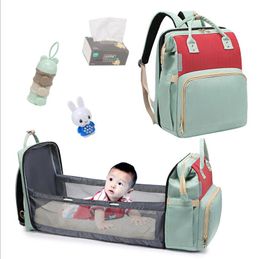 Mummy Diaper Backpacks Maternity Kid's Bed Handbags Retractable Large Capacity Maternity Backpack Outdoor Travel Nappy Handbags LSK1921