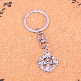 Fashion Keychain 23*20mm double sided circle cross Pendants DIY Jewellery Car Key Chain Ring Holder Souvenir For Gift