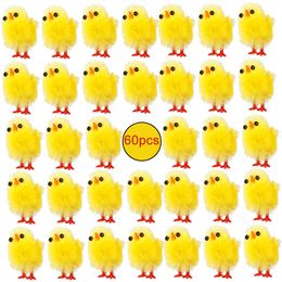 60pcs/set Simulation Mini Chicks Yellow Easter Cute Baby Chicks Kids Gift Toy Spring Home Easter Party Ornament