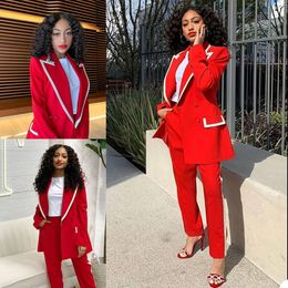 Spring New Arrival Red Women Pants Suits For Wedding Mother of the Bride Suit Ladies Evening Party Tuxedos Formal Wear 2 pieces