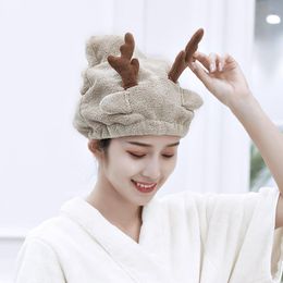 Coffee 6525cm Resilience Coral Velvet 1pcs Dry Hair Cap Cartoon Hair Cap Absorbency Children Shower Cap H jlleHJ