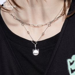 Thaya 925 Real Silver Fashion Star Silver Multilevel Chain Fine Jewellery Charm Necklace For Women 2020 DIY Boho Jewellery Gift Q0531