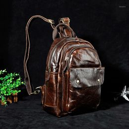 Backpack Design Unisex Multi Purpose Leather Casual Fashion Travel Chest Bag School University College 12" Laptop 1307-dc1