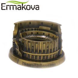 ERMAKOVA Metal Roman Colosseum Figurine Italian Colosseum Statue Model World Famous Landmark Building Home Office Decor T200703