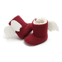 Imcute Toddler Infant Baby Girl Boys Lovely Wing Fur Warm Shoes Soft Cotton Boots Prewalker LJ201104