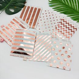 Gift Wrap 100pcs Rose Gold Foil Paper Bags 5" X 7" Safe Kraft Party Favour Treat For Birthday Weeding Cookies Candy Buffet1