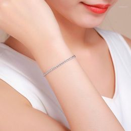 Slim Cluster Prong Set CZ Link Chain Thin Tennis Bracelets For Women Girls Friend White Gold Colour Jewelry Pulsera Bracciali1