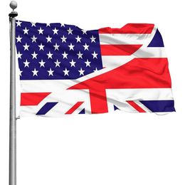 American and UK Flags 3x5ft Cheap Advertising ,Printed Fabric 100D Polyester Hanging Advertising, Outdoor Indoor, Free Shipping