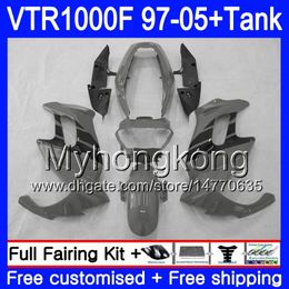 Body +Tank For HONDA SuperHawk Grey black hot VTR1000F 97 98 02 03 04 05 56HM.91 VTR1000 F VTR 1000 F 1000F 1997 2002 2003 2004 2005 Fairing