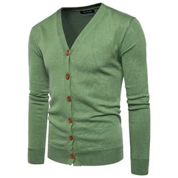 New Men Button Cardigans Sweaters Casual Men Solid Pullover V Collar Thick Cashmere Sweater Outerwear Clothing EU/US Size 201028