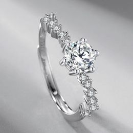 Japanese and Korean style S925 Silver Simulation Moissanite Ring Mirco Inlaid With Diamond Proposal Ceremony Luxury Jewelry Gift
