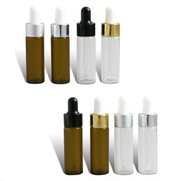 50 x Travel Emptpy 10ml 15ml Glass Essential Oil Dropper Bottle 1/3oz Drop Liquid Pipette jars 1/2oz Amber Cosmetic Packaging 201012