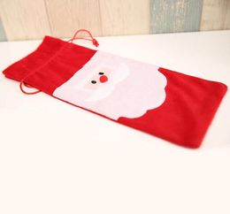 20pcs Santa Claus Christmas Decorations Non woven fabric Red Wine Bottle Cover Bags wine Bag