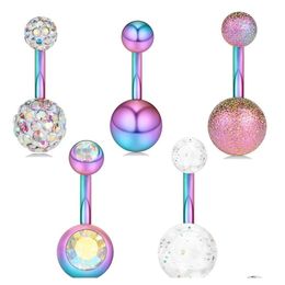 Navel Bell Button Rings Stainless Belly Button Rings Piercings Ombligo Navel Piercing Sexy Navel Earring Rainbow Body Jewellery Pircing