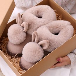 Women Shoes With Rabbit Ear Winter Slippers Fluffy Indoor Shoes Lady X1020