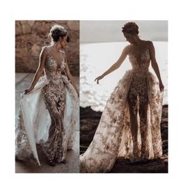 Sexy Lace Beach Wedding Dress Sleeveless Illusion Sheath Sheer Neck Bridal Dresses Vintage Bride Gowns230O