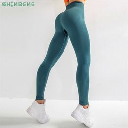 SHINBENE Seamless Squatproof Fitness Gym Compression Tights Women Breathable High-waisted Sport Training Leggings Yoga Pants 201202