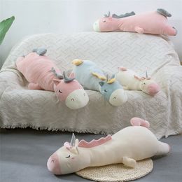 cute plush unicorn toy 70-120cm long sleeping pillow stuffed animal unicorn throw pillow home decoration gift for girl LJ200902