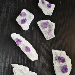 5-10cm Natural Clear Selenite Slices With Amethyst Crystal Flower Healing Crystal For Home Decora