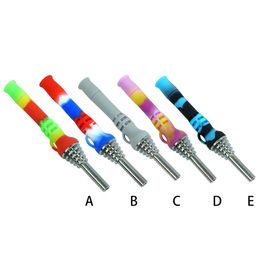 5 4 flashlight shape silicone smoking pipes wholesale herb cigarette pipe with 13cm metal straw smoking accessories dab rig bongs