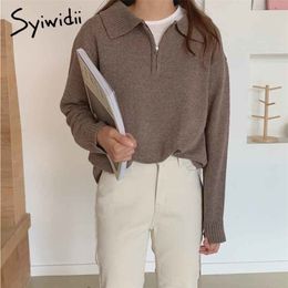 Syiwidii Sweater Women Autumn Winter Clothes knitted Pullover Female Casual Turn Down Collar Loose Fashion Tops 2020 New Korean LJ201114