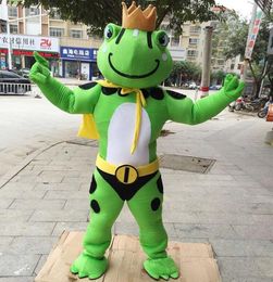 Mascot Costumes Halloween Frog Prince Mascot Costume Suits Animal Birthday Party Game Funning Dress Outfits Adult Size Fursuit Hot