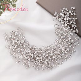 Full Shiny Rhinestone Brides Bridesmaid Headband For Wedding Hair vine hairpiece Bridal Hair accessories Jewellery RE3875 J0113