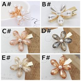 Bohemian Korean Style Imitation Pearl Flower Hairpin Retro Crystal flower hairpin Cute Elegant Bangs Clip Women Jewelry Clips Gift YL0150