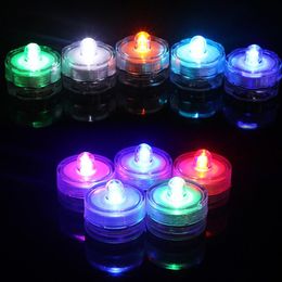 waterproof battery tea lights UK - LED Tea Light Festival Decor IP65 Waterproof Floral Round Multi Colors Submersible Lights Battery Operated Candle Lamp for Wedding303c