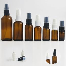 10pcs Travel Small Empty Amber Glass Perfume Bottle with Lotion cream pump Spray Refillable Serum Emulsion Bottles containers