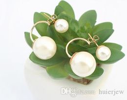 Pearl Earings Fashion Jewellery Wholesale Korean Double Pearls Earrings Bridal Gold Earrings big candy ball Stud Earings