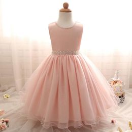 Cheap O-neckline Pink Tulle Flower Girl Dresses For Wedding Ball Gown Princess Girls Pageant Gowns Children Communion Dresses Real Photos