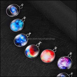 Charms Jewellery Findings Components Retro Pendant Starry Sky Zinc Alloy Glass Pendants Car Keychain Cell Phone Round Hanging Ll17 Drop Del