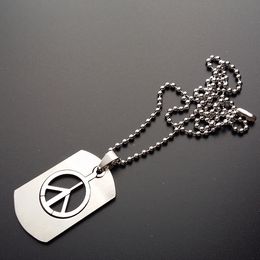 Stainless Steel Necklace Fashion Boys Long Chain Necklace Anti-War Peace Sign Symbol Pendants Necklaces