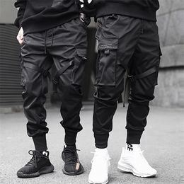 Aelfric Eden Ribbons Hip Hop Cargo Pants Men Black Pocket Streetwear Harajuku Techwear Pants Trousers Harem Joggers Sweatpants 201114